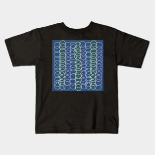 Organic interlocking abstract rings in the linear pattern in my power blues and spring green Kids T-Shirt